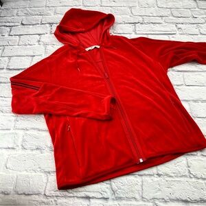 Tommy Hilfiger XL Classic Velour Full Zip Up Hoodie Red Soft & Cozy